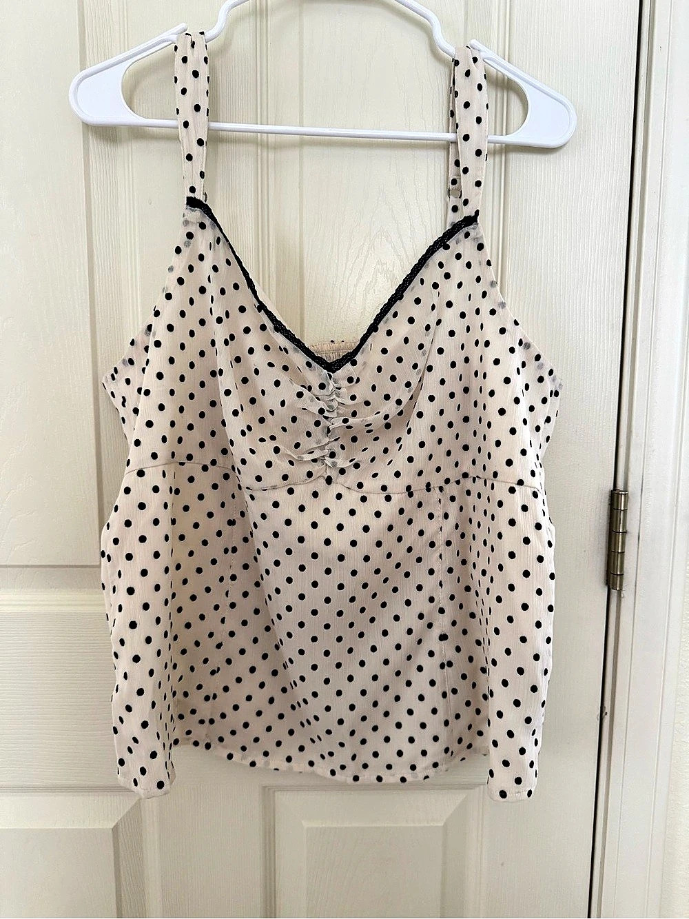 Hollister White and Black Polka Dot Camisole